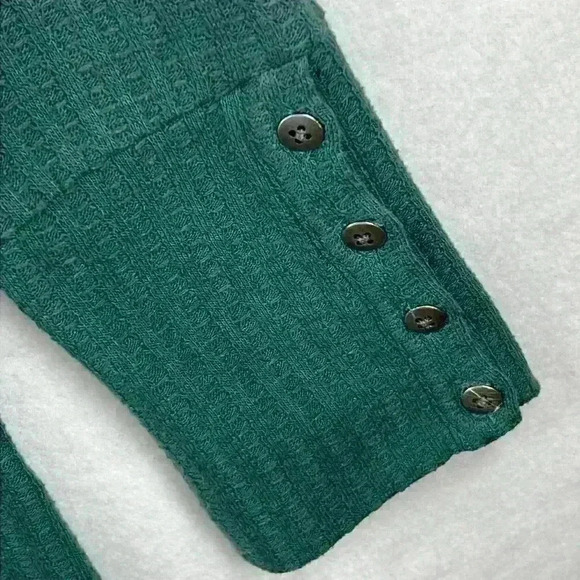 Chaser Waffle Thermal Knit Shirt Top Women’s Large Forrest Blue-Green - Picture 5 of 10